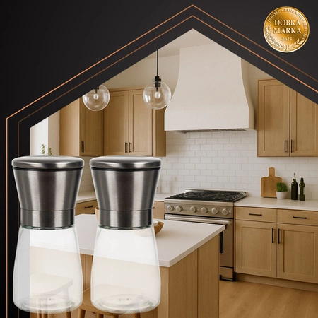 Młynek do Pieprzu i Soli Szklany Ręczny Precyzyjne Mielenie Zestaw 2 szt. Ruhhy 25459