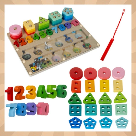 Drewniany Sorter Dla Dzieci Kruzzel Zabawka Edukacyjna 3w1 Montessori