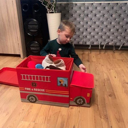 Pojemnik na Zabawki Duży Skrzynia Organizer z Pokrywą Kufer Straż KRUZZEL