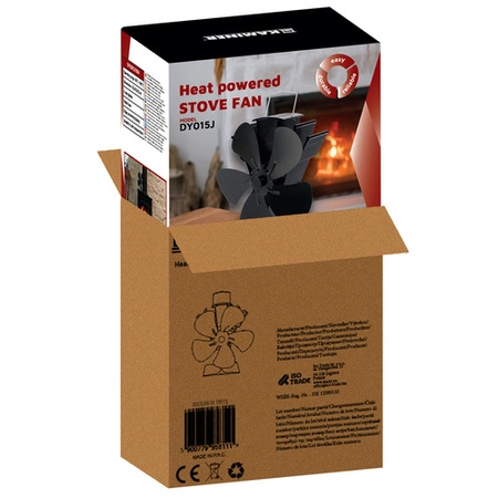 Wentylator Kominkowy Zasilany Ciepłem Termoelektryczny Wiatrak bez Prądu Kaminer 26206