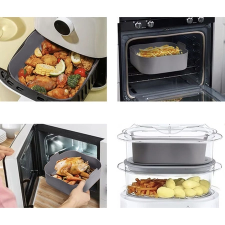 Wkład Silikonowy do Frytkownicy Beztłuszczowej Air Fryer Koszyk Forma 20x20cm RUHHY