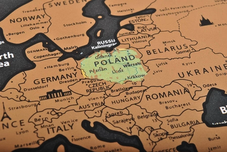 Mapa Świata Zdrapka Prezent dla Podróżnika Złota Plakat + Akcesoria Flagi MALATEC