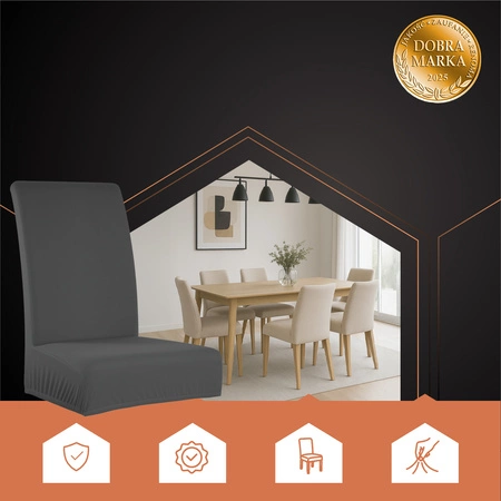 Pokrowiec na Krzesło Szary Uniwersalny Miękki Pokrowce na Krzesła x6 RUHHY 25990