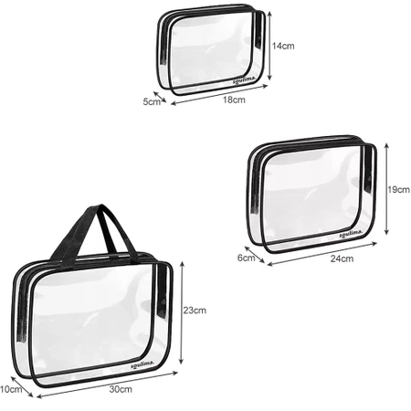 Kosmetyczka Zestaw 3 sztuki Przeźroczysta Podróżna SOULIMA