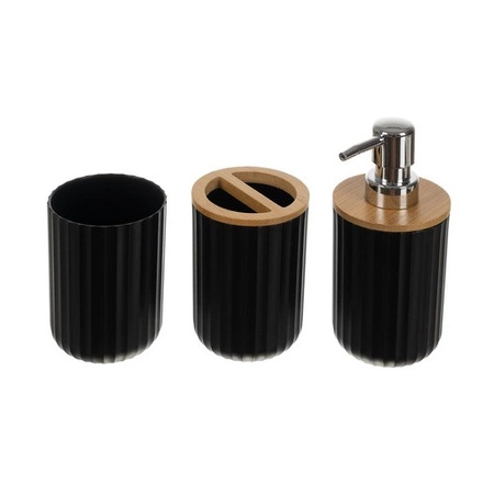 Komplet Łazienkowy Zestaw 6 Elementów do WC Czarny Kosz Dozownik Szczotka RUHHY