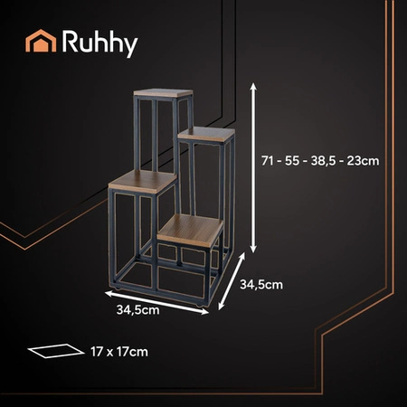 Kwietnik Stojący Stojak na Kwiaty Kwiatki Rośliny Metalowy Loft 4 Poziomy RUHHY 25997