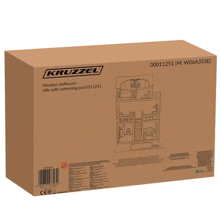 Domek dla Lalek Drewniany Duży + LED Akcesoria Meble Mebelki Zestaw Willa KRUZZEL