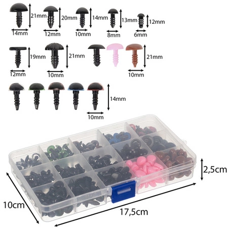 Oczy do Maskotek i Noski Pluszaków Misiów Bezpieczne Zestaw 560 el + Etui MAALEO 25761