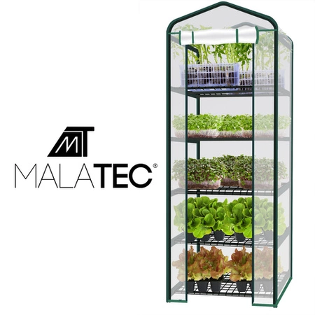 Mini Szklarnia Ogrodowa Balkonowa Tunel Foliowy na Balkon Półki 195x70x50cm MALATEC