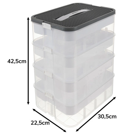 Pojemnik na Klocki Pudełko 29l Organizer z Przegródkami Duży 4 Piętrowy Kruzzel 25758