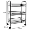 Regał Mobilny na Kółkach Wózek Kuchenny 3 Półki Czarny Szafka Półka Kuchni RUHHY