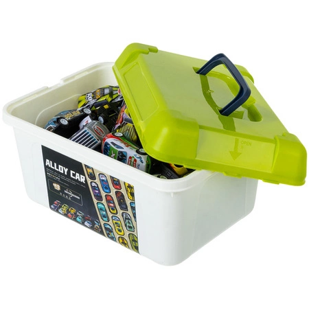 Samochodziki Resoraki z Napędem ISO TRADE 50 szt Metalowych Aut + Organizer