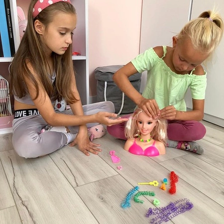 Głowa do Stylizacji Czesania Włosów Fryzur Lalka + Akcesoria Blond Włosy KRUZZEL