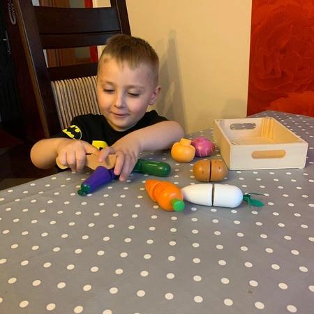 Warzywa Drewniane do Krojenia Zestaw na Rzep Rzepy dla Dzieci w Skrzynce KRUZZEL