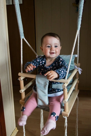 Huśtawka dla Dziecka Dzieci do Domu Pokoju Ogrodu Grey Pasy Bezpieczeństwa KRUZZEL