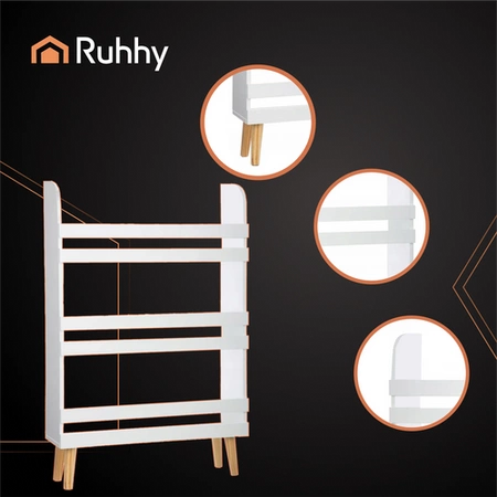 Regał na Zabawki Książki Biały dla Dzieci Półka Szafka z 3 Półkami 95 cm