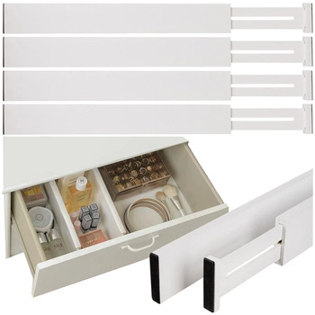 Organizer do Szuflady Seprator Szuflad Regulowana Przegroda Bambus Biały x4 RUHHY