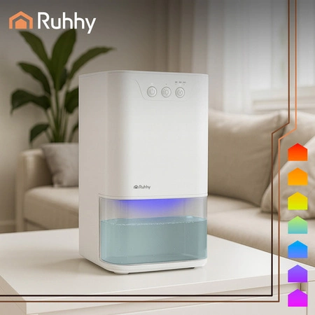 Osuszacz Powietrza Pochłaniacz Wilgoci Cichy Timer + Podświetlenie LED1,4L Ruhhy 26495