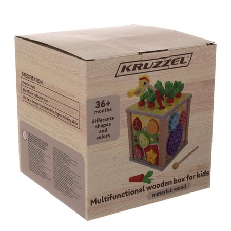 Kostka Drewniana Edukacyjna Sorter 5w1 Układanka Skrzynka Gra Złap Robaczka KRUZZEL