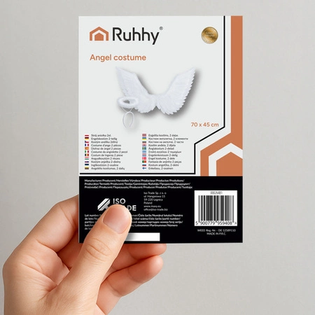 Strój Anioła na Jasełka Aureola Głowę Skrzydła Aniołka Białe Pióra Kostium