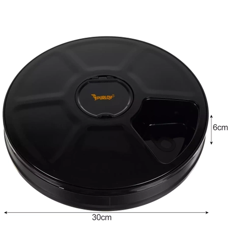 Automatyczny czarny podajnik karmy marki PURLOV