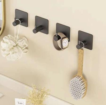 Wieszak na Ręczniki Łazienkowy Loft Czarny Metalowy Uchwyt Ścienny 4 sztuki RUHHY