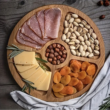 Deska do Serwowania Serów Przekąsek Wędlin Przystawek Bambusowa Obrotowa 5 RUHHY