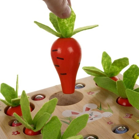 Gra Zręcznościowa Sorter Drewniany Marchewkowy Ogród Montessori dla Dzieci KRUZZEL