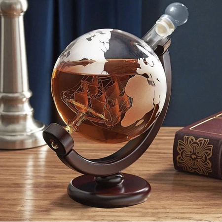 Karafka do Whisky Globus Zestaw 2 Szklanki Podkładki Szczypce Kostki 850 ml MALATEC