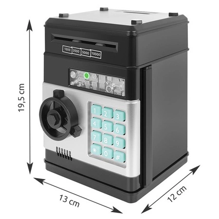 Sejf Skarbonka na PIN Banknoty Bankomat Monety + Kod Wpłatomat dla Dzieci KRUZZEL
