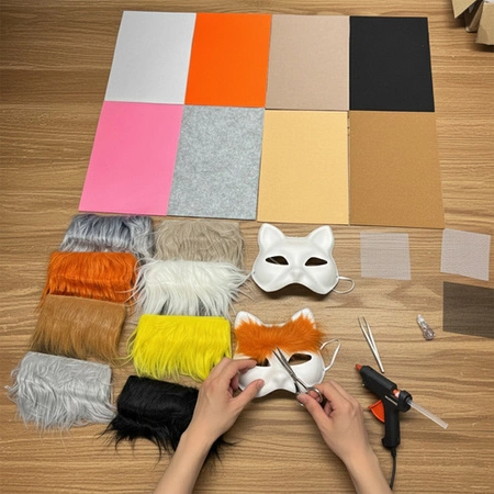 Maska Kota na Twarz MAALEO do Malowania DIY 6x Maski Futerko Filc Therian 26570