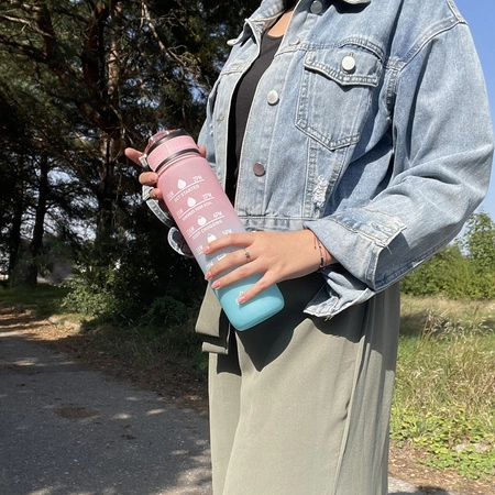 Butelka Motywacyjna na Wodę Bidon 1l z ml oz Miarką Słomką Duża 1000ml TRIZAND