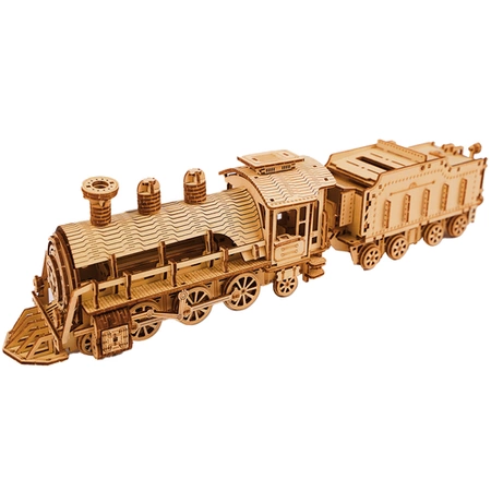 Drewniane Puzzle 3D Model Lokomotywa Parowa z Wagonem Układanka DIY 282 el Kruzzel 26515