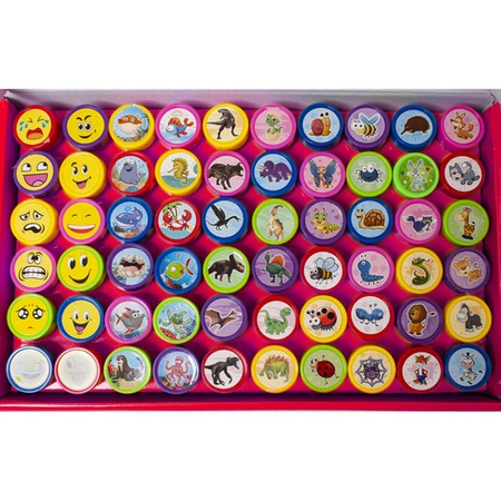 Pieczątki dla Dzieci Stempelki Stemple Zwierzaki Buźki Kolorowe Zestaw x 60 KRUZZEL