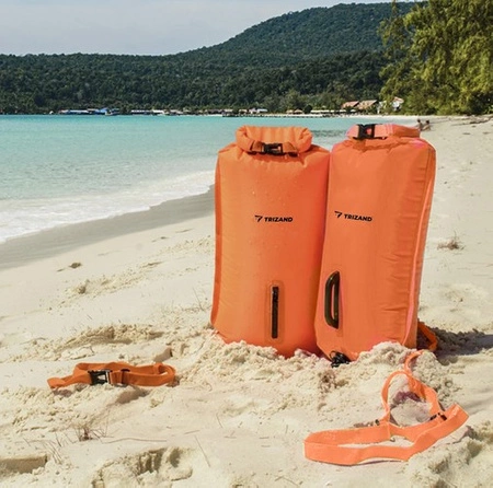 Bojka Asekuracyjna Boja do Pływania Dmuchana Sucha Kieszeń Deska Duża 74cm TRIZAND