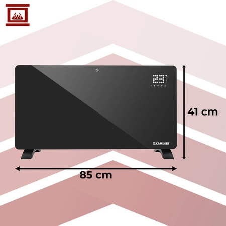 Grzejnik Elektryczny Szklany KAMINER 2500W X-SHAPE Aplikacja WiFi + Pilot