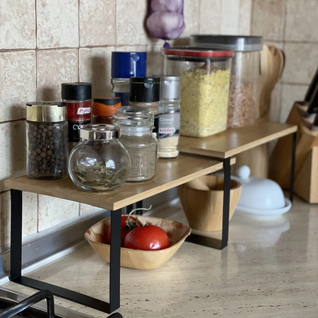 Półka Kuchenna na Przyprawy Bambusowa Stojąca Organizer Regał na Blat 2 szt RUHHY