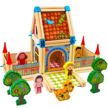 Drewniane Klocki Konstrukcyjne Domek Zestaw 268 el Edukacyjne dla Dzieci Kruzzel 26452