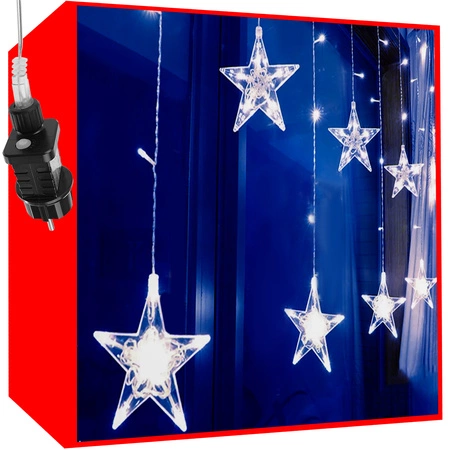 Wiszące Gwiazdy Kurtyna Lampki Choinkowe 108 LED z ISO TRADE