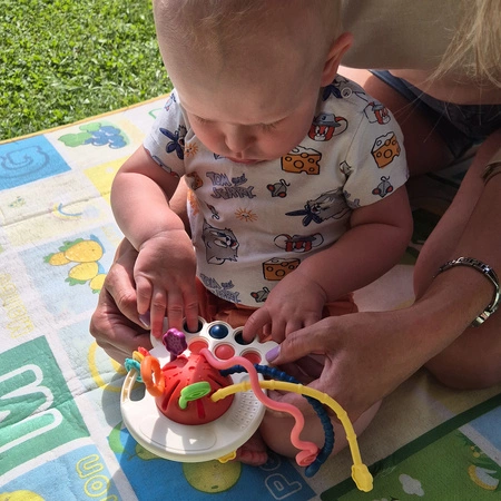 Zabawka Sensoryczna Gryzak Montessori Edukacyjna Grzechotka dla Dzieci 6w1 ISO TRADE