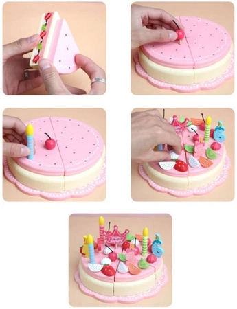 Drewniany Tort Urodzinowy do Krojenia Magnesy 48el ISO TRADE