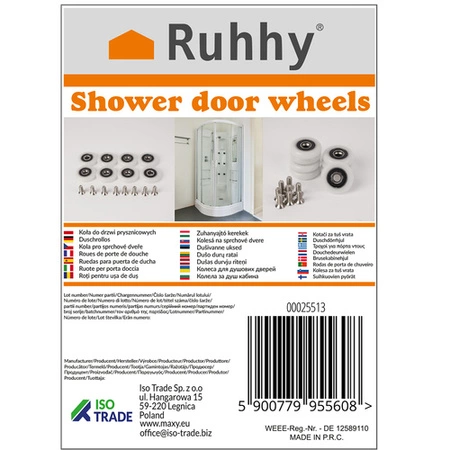 Kółka do Kabiny Prysznicowej Rolki Kabin Prysznicowych Łożysko Kulkowe 8szt RUHHY