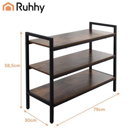 Regał na Buty Ruhhy Trzy Półki Organizer do Przedpokoju 79cm Loft Stojak