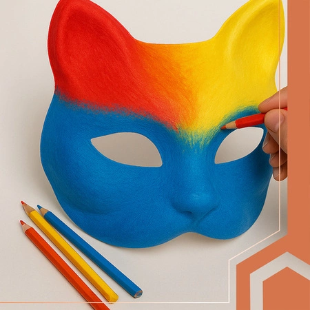 Maska Kota na Twarz do Malowania DIY na Halloween Zestaw Maski 10szt +Gumki. Ruhhy 26000