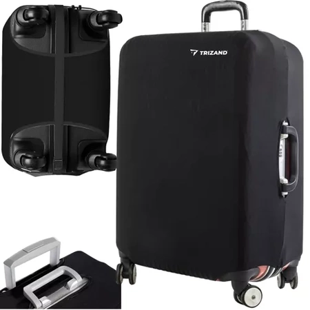 Pokrowiec Ochronny na Dużą Walizkę Podróżną L Etui Bagaż 70x50x30 Czarny TRZIAND