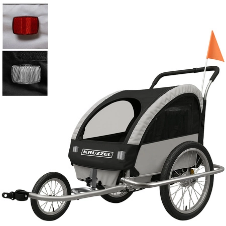 Przyczepka Rowerowa dla Dzieci Jogger Transportowa 3w1 do Roweru 2 Osobowa KRUZZEL
