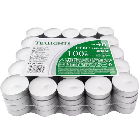 Podgrzewacze Świeczki Bezzapachowe Tealight 100szt Bispol