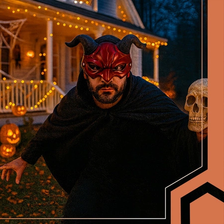 Maska Diabła na Halloween Demon Diabeł z Rogami Szatan Dodatek Przebranie Ruhhy 26123