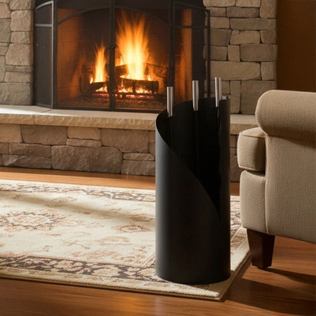 Przybory Kominkowe Akcesoria do Kominka Pieca Loft Stalowe Zestaw + Stojak Kaminer 25970