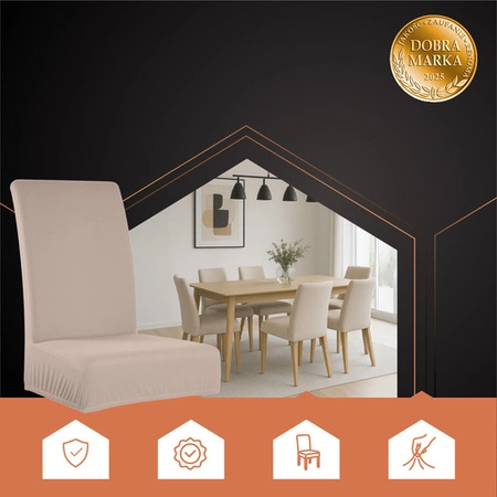 Pokrowiec na Krzesło Beżowy Uniwersalny Miękki Pokrowce na Krzesła x6 Ruhhy 25989